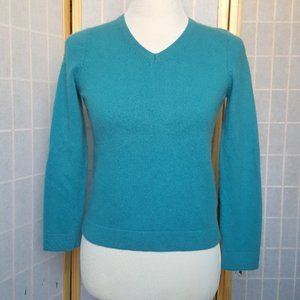 Gobi 100% Cashmere V-Neck Sweater Blue Size M